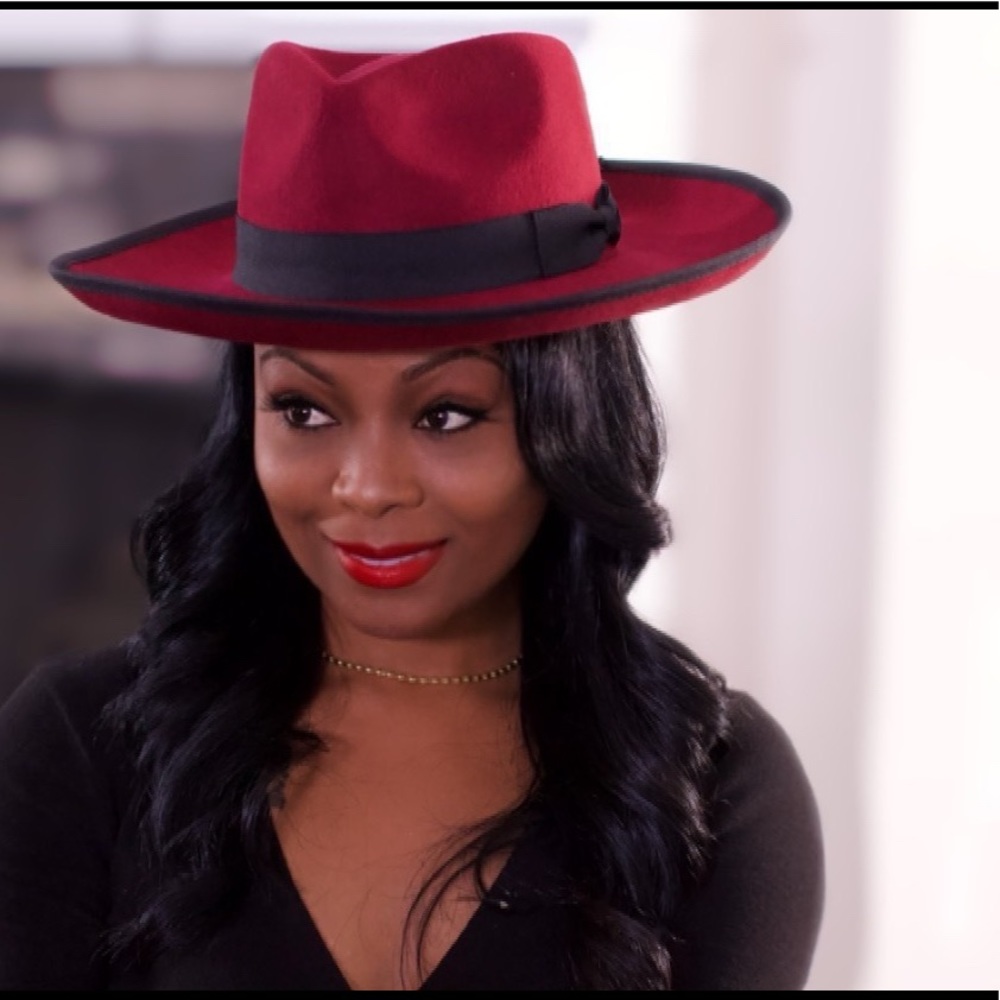 New 100% Wool Quality Unisex Wine color Pencil Roll Fedora Hat with woven ribbon - Picture 4 of 9